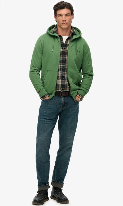 SUPERDRY ESSENTIAL LOGO ZIP HOODIE HB SDM2014128AARTICHOKE GREEN