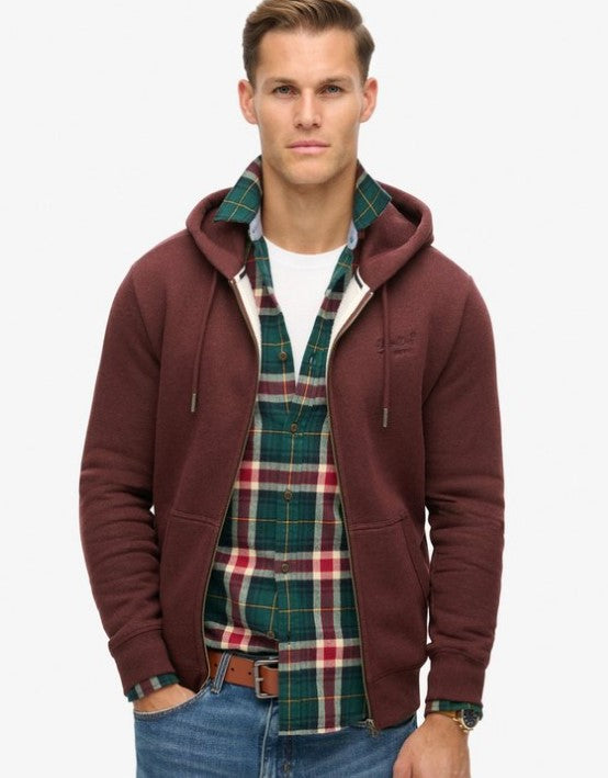 SUPERDRY ESSENTIAL LOGO ZIP HOODIE HB SDM2014128ATAWNY PORT MARL