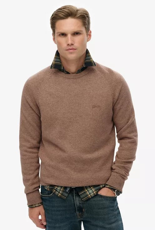 SUPERDRY WOOL BLEND JUMPER SDM6110689AH8P - MACADAMIA BROWN MARL