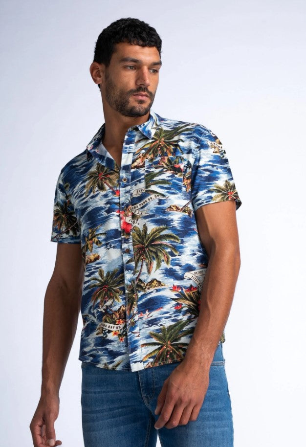 Petrol SHIRT SS ALL OVERPETROL BLUE 441