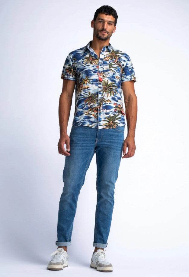 Petrol SHIRT SS ALL OVERPETROL BLUE 441