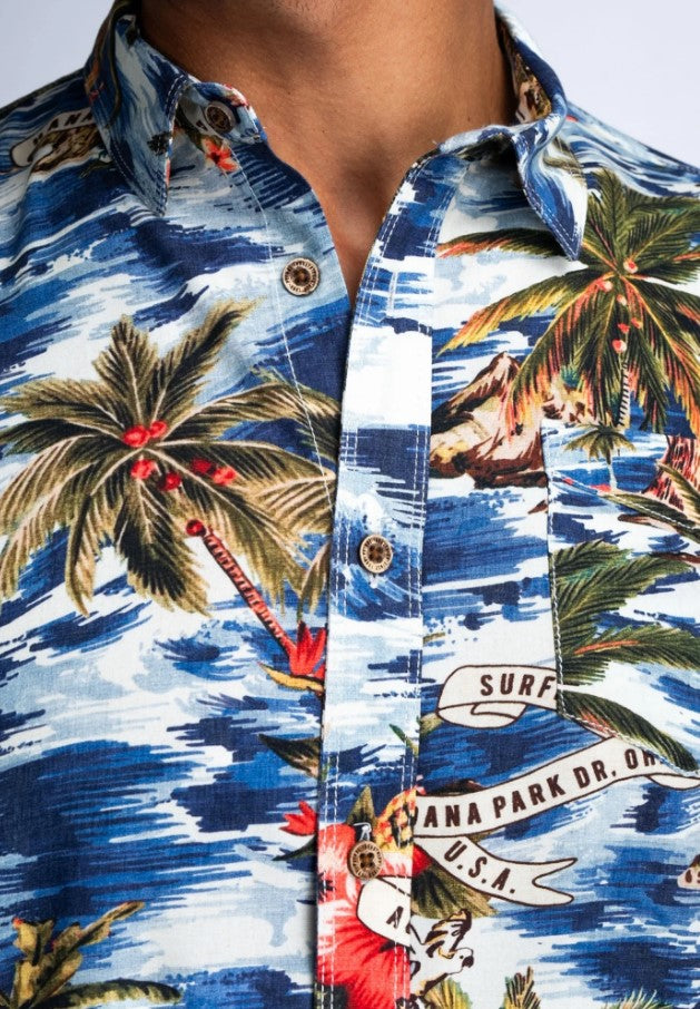 Petrol SHIRT SS ALL OVERPETROL BLUE 441