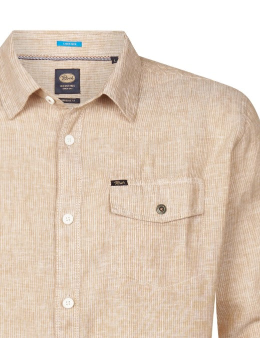 Petrol LINO RIGHE CAMICIA SIL401CAPPUCCINO 1105