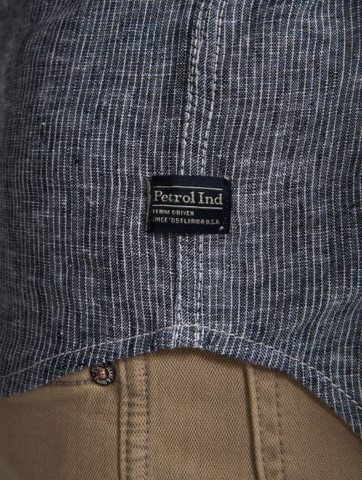 Petrol LINO RIGHE CAMICIA SIL401NAVY BLU 5178