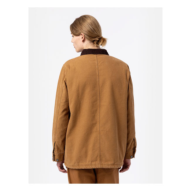 Brown men's cotton jacket, button closure
