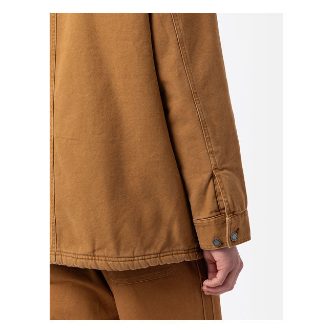 Brown men's cotton jacket, button closure