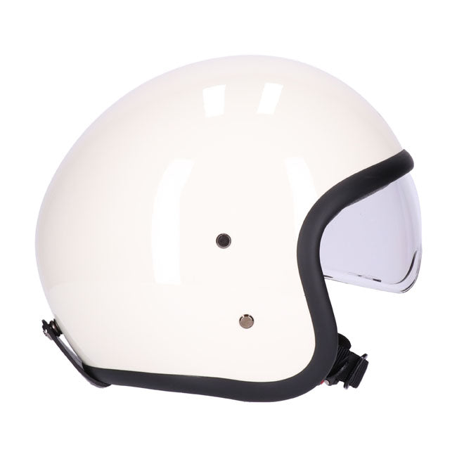 Matte black vintage jet helmet with internal visor