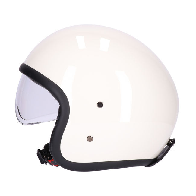 Matte black vintage jet helmet with internal visor