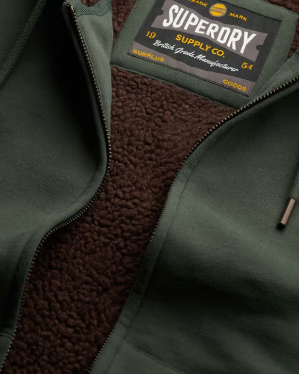 SUPERDRY BORG LINED ZIPHOOD SDM2013749AIVY GREEN