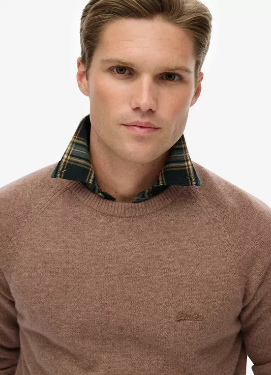 SUPERDRY WOOL BLEND JUMPER SDM6110689AH8P - MACADAMIA BROWN MARL