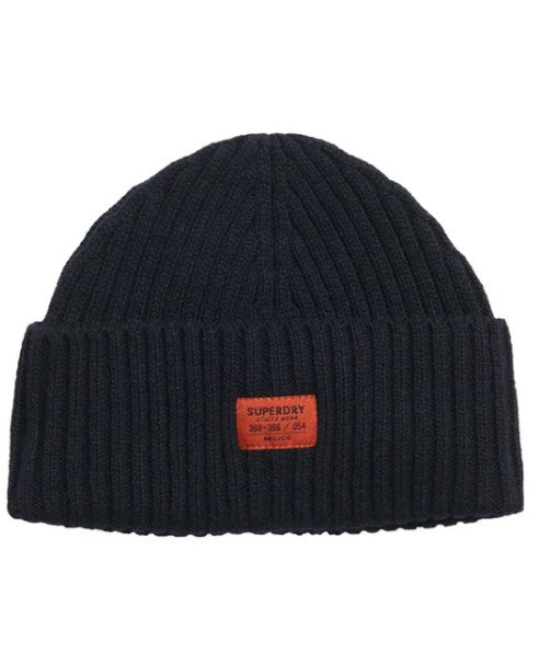 SUPERDRY WORKWEAR KNITTED BEANIE HATECLIPSE NAVY BLU