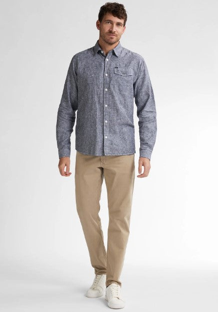 Petrol LINO RIGHE CAMICIA SIL401NAVY BLU 5178